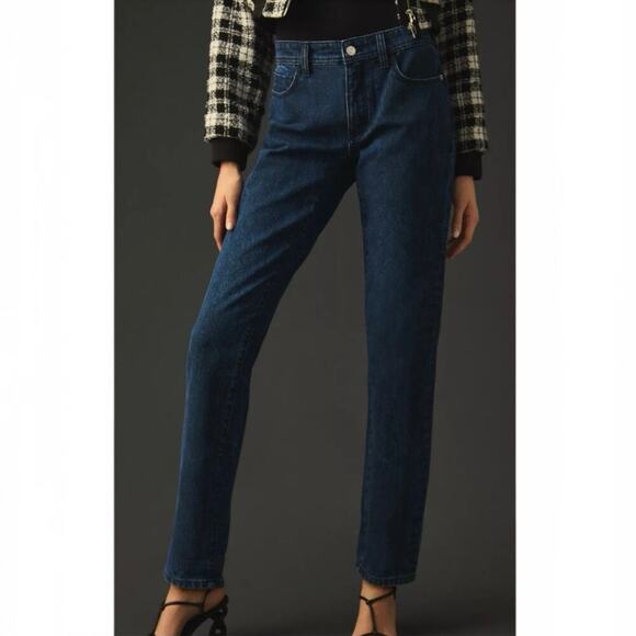 Pilcro Mid Rise Slim Boyfriend Jeans Size 32 Dark Blue Crop Casual Anthropologie - Picture 6 of 14